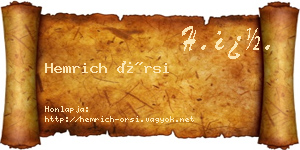 Hemrich Örsi névjegykártya